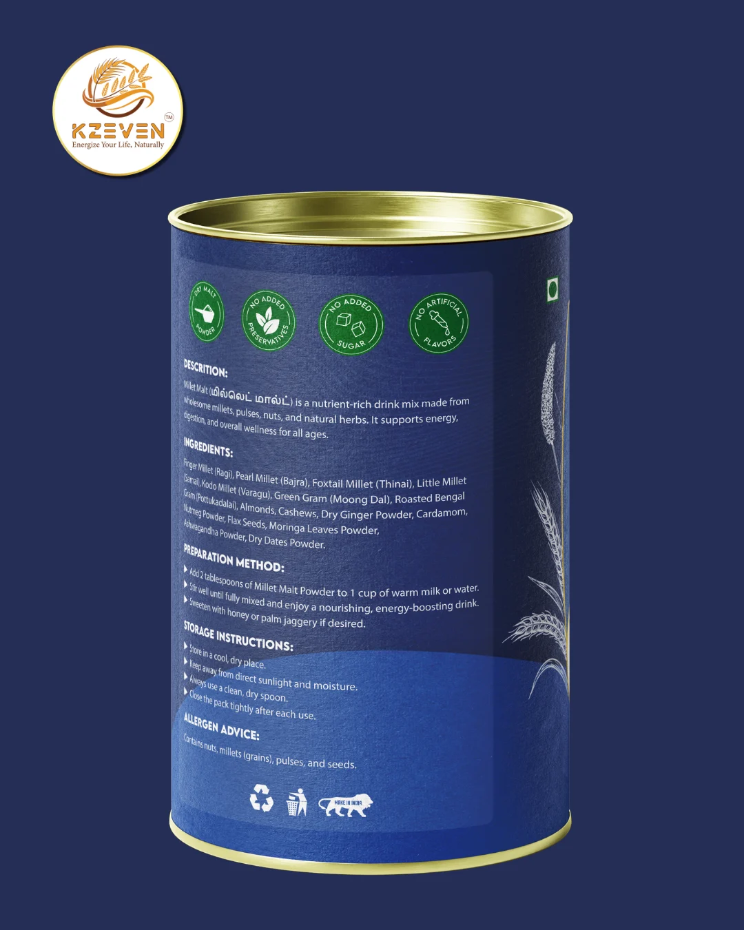 Kzeven Nutrient-Rich Millet Malt Powder | 200g/300g - Image 4