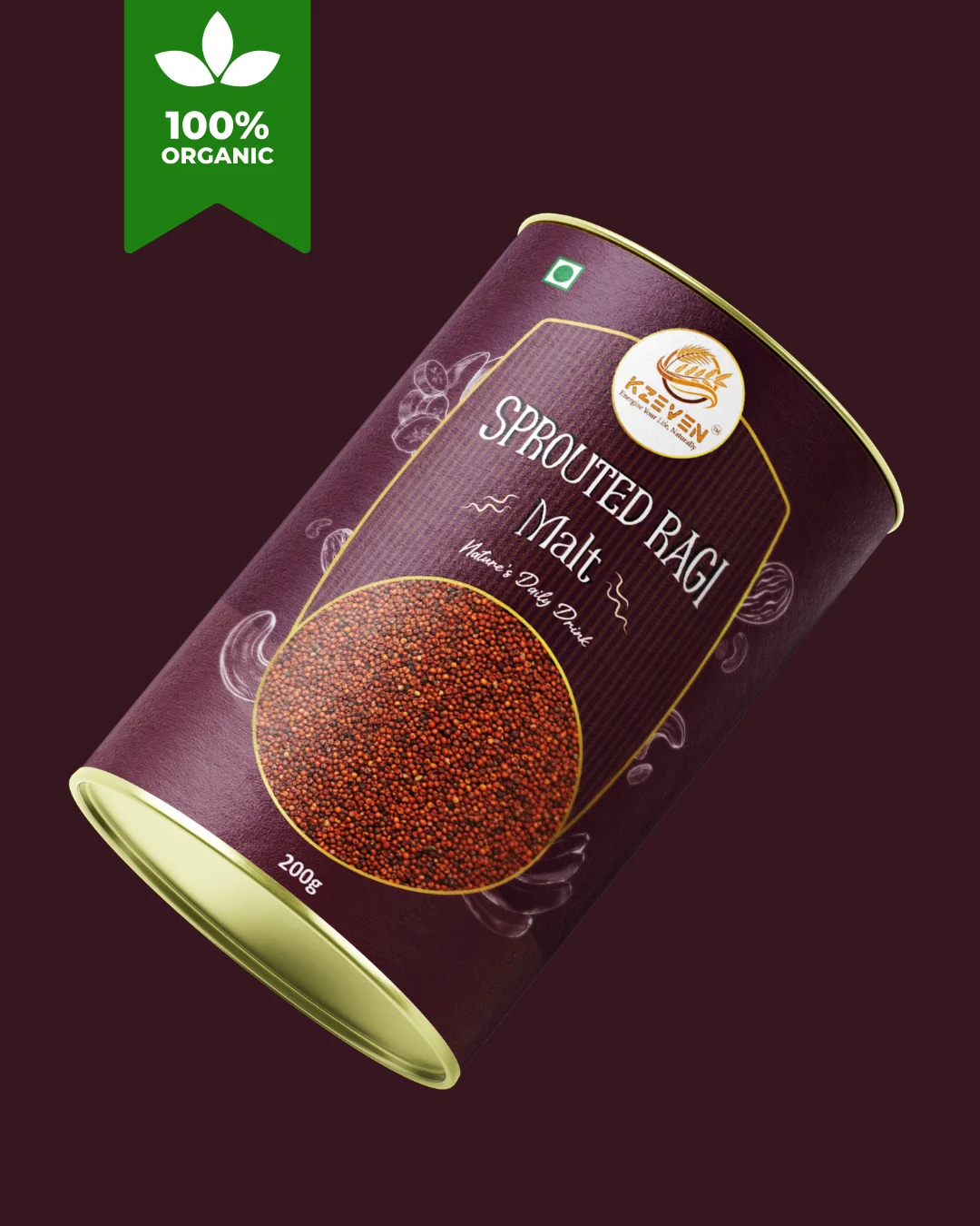Kzeven 100% Sprouted Ragi Malt Powder | 200g/300g - Image 2